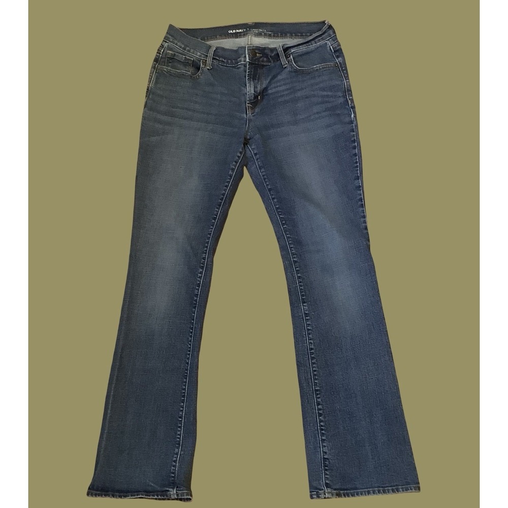 Women's Old Navy Bootcut Denim Jeans Med Rinse 4 Short Regular Mid-Rise Stretch